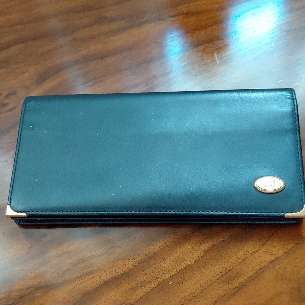 Black Leather Wallet with Gold Accent